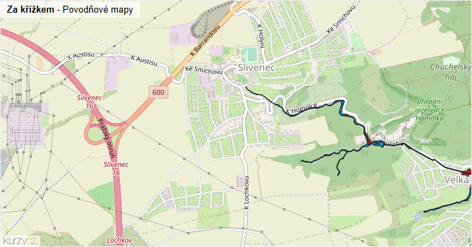 Za křížkem - záplavové mapy stoleté vody