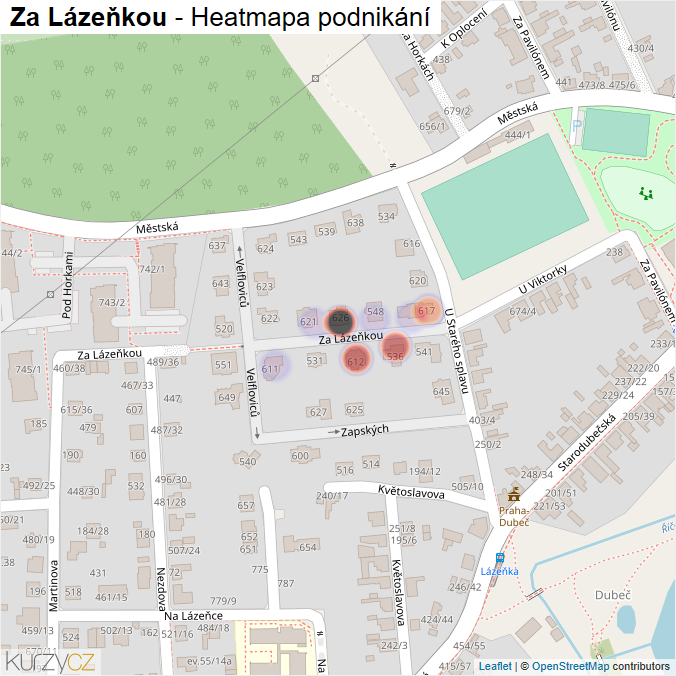 Mapa Za Lázeňkou - Firmy v ulici.