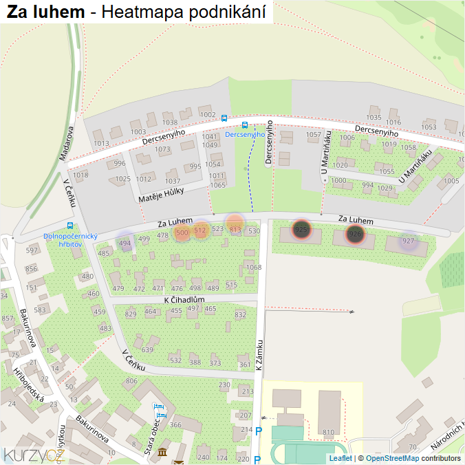 Mapa Za luhem - Firmy v ulici.
