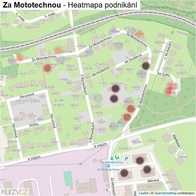 Mapa Za Mototechnou - Firmy v ulici.