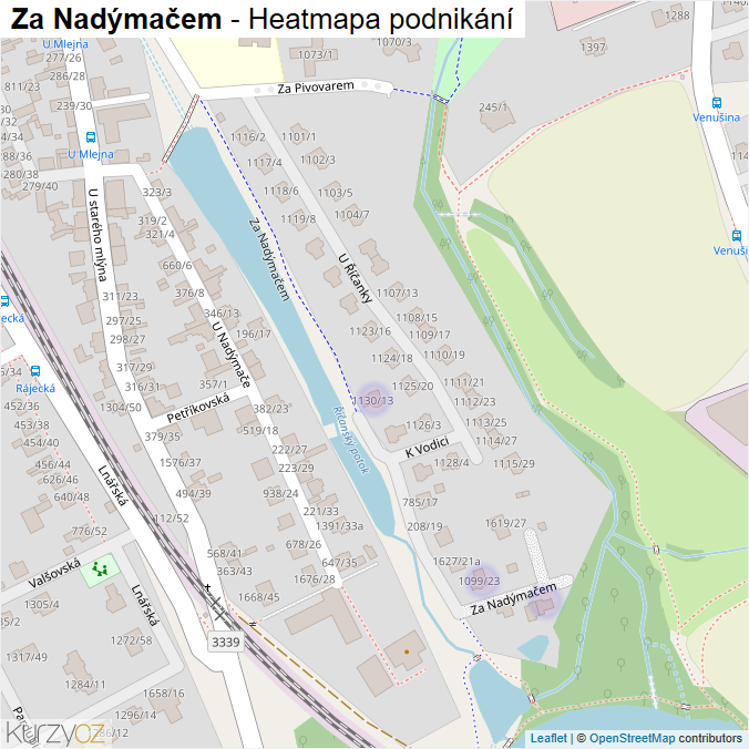 Mapa Za Nadýmačem - Firmy v ulici.