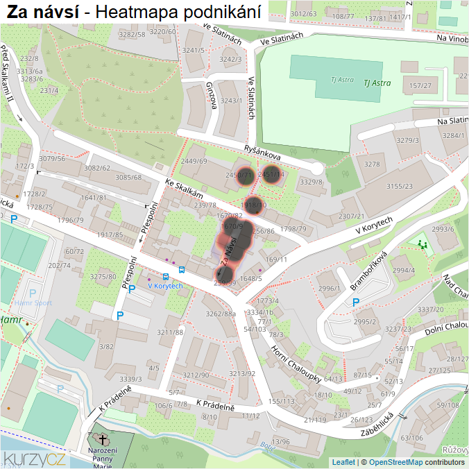 Mapa Za návsí - Firmy v ulici.