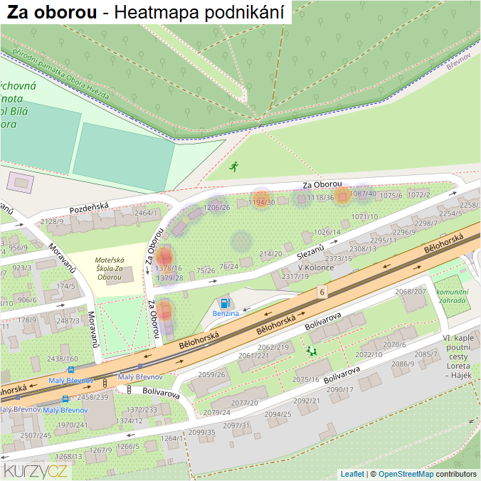 Mapa Za oborou - Firmy v ulici.