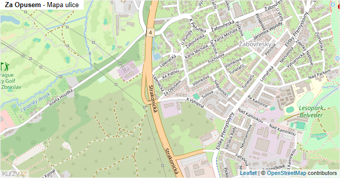Za Opusem - mapa ulice