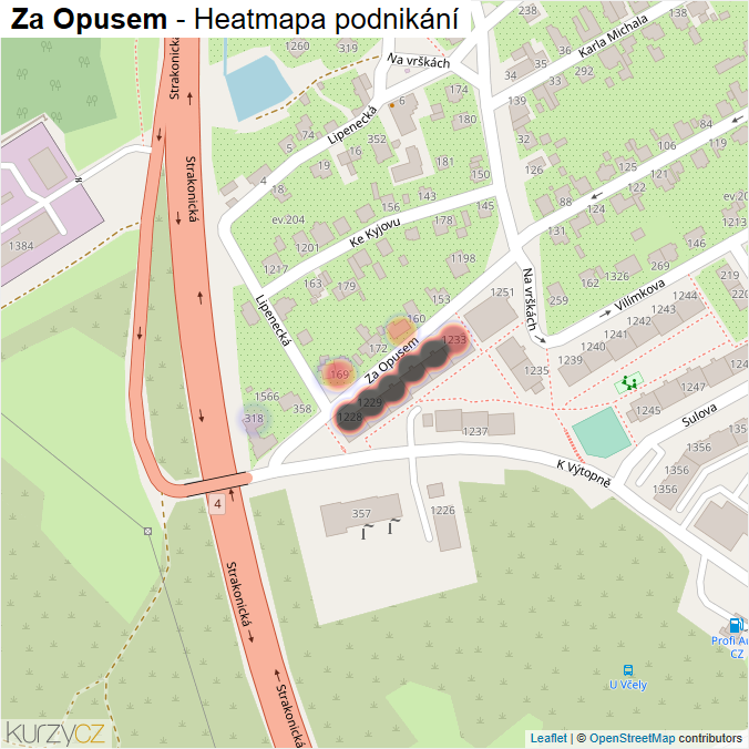Mapa Za Opusem - Firmy v ulici.