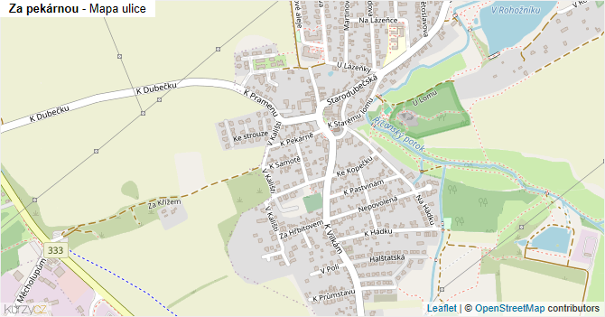 Za pekárnou - mapa ulice