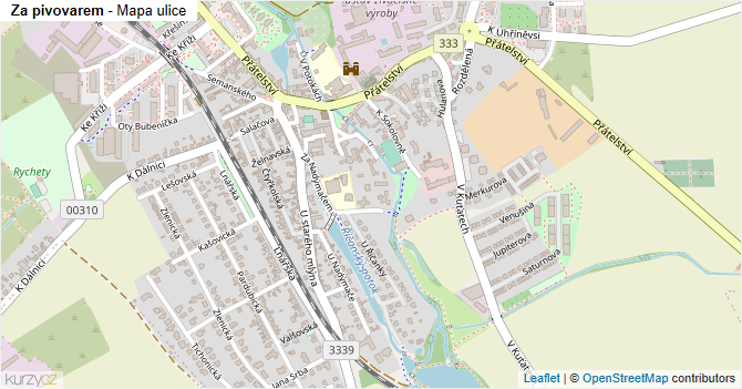 Za pivovarem - mapa ulice