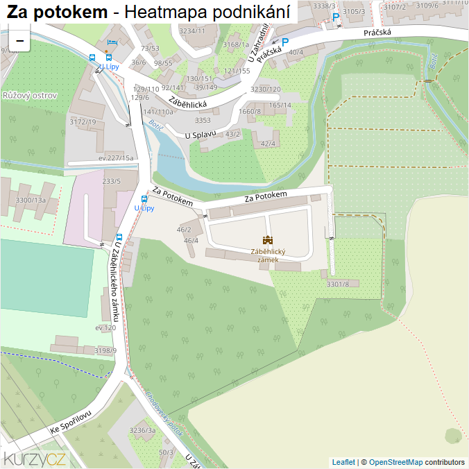 Mapa Za potokem - Firmy v ulici.
