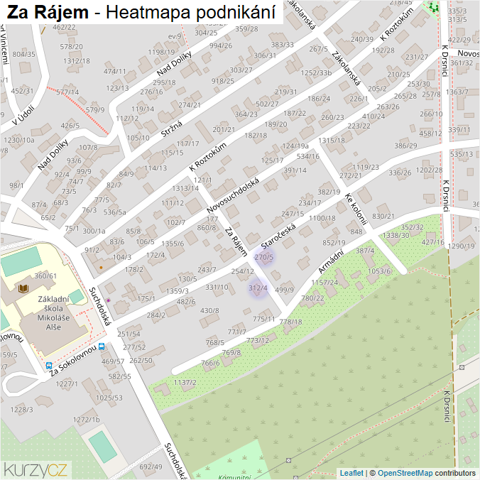 Mapa Za Rájem - Firmy v ulici.