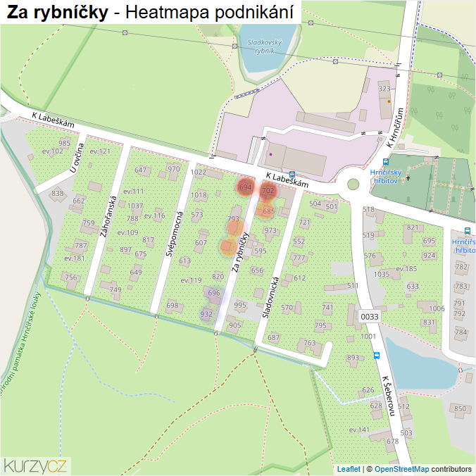 Mapa Za rybníčky - Firmy v ulici.