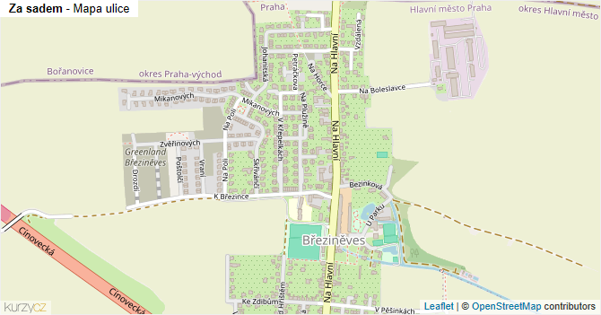 Za sadem - mapa ulice