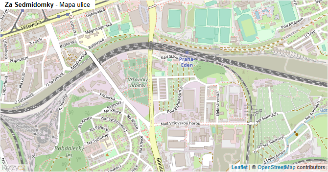 Za Sedmidomky - mapa ulice