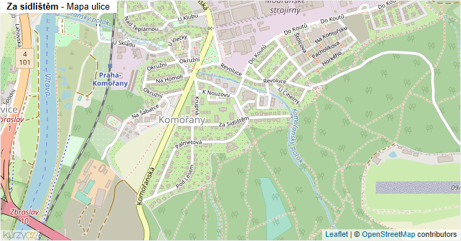 Za sídlištěm - mapa ulice