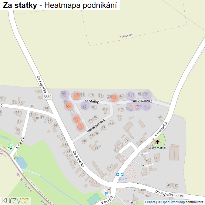 Mapa Za statky - Firmy v ulici.