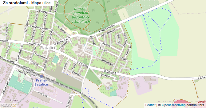 Za stodolami - mapa ulice