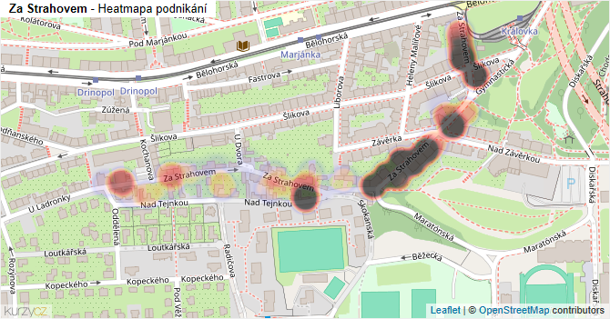 Za Strahovem - mapa podnikání