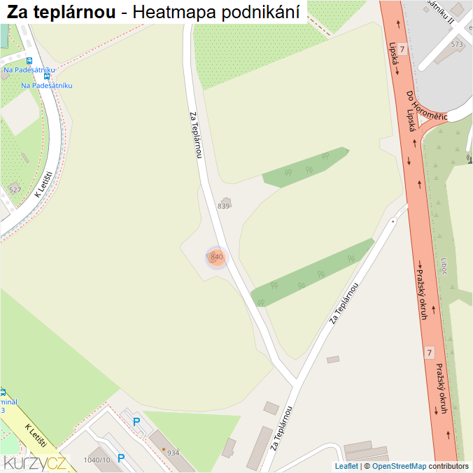Mapa Za teplárnou - Firmy v ulici.