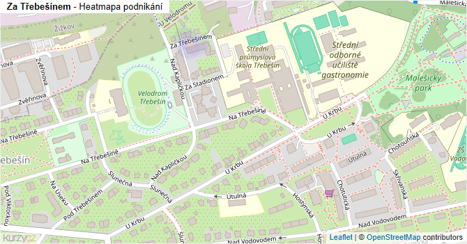 Za Třebešínem - mapa podnikání