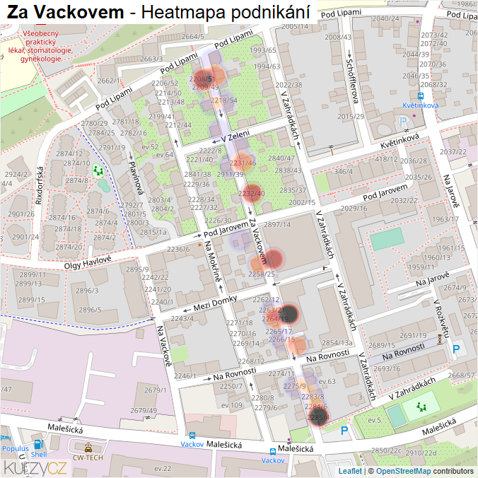 Mapa Za Vackovem - Firmy v ulici.
