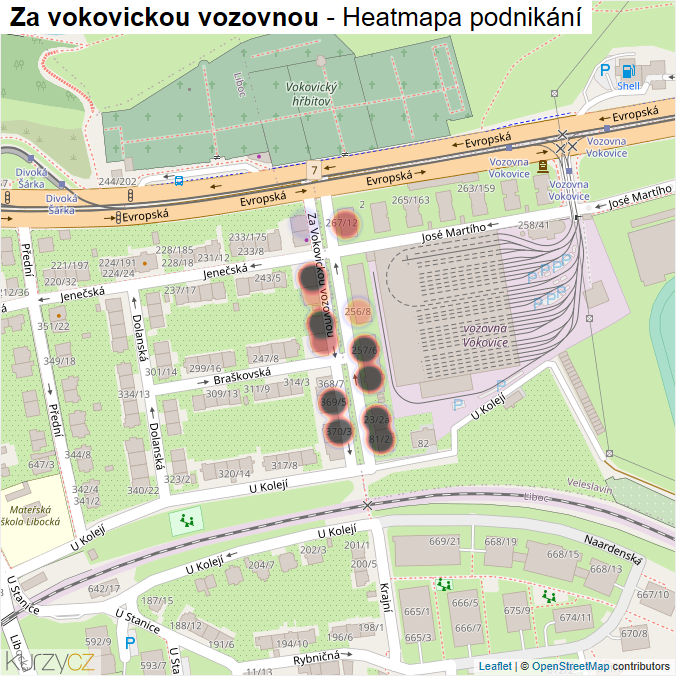 Mapa Za vokovickou vozovnou - Firmy v ulici.