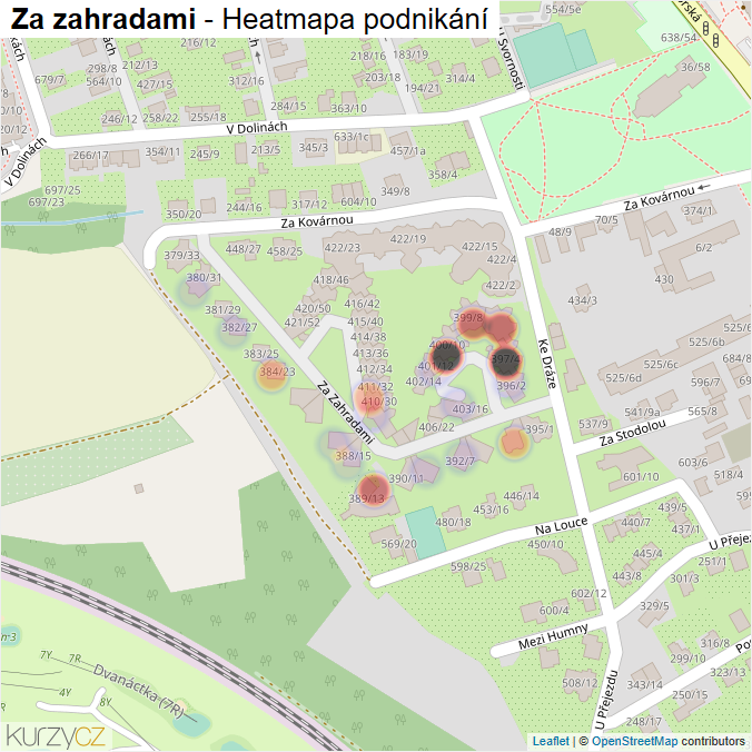 Mapa Za zahradami - Firmy v ulici.