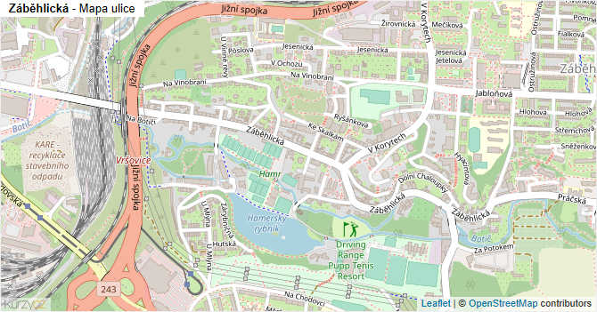 Záběhlická - mapa ulice