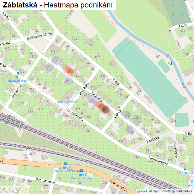 Mapa Záblatská - Firmy v ulici.