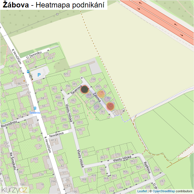 Mapa Žábova - Firmy v ulici.