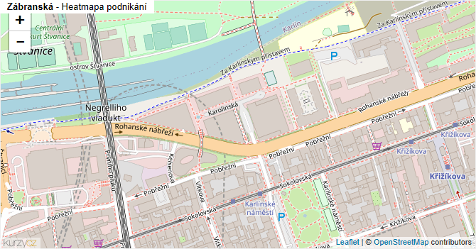 Zábranská - mapa podnikání