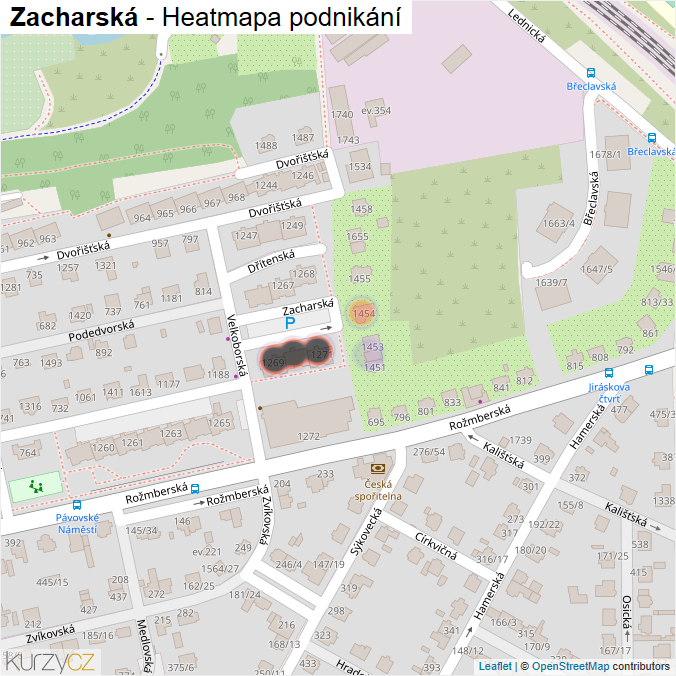 Mapa Zacharská - Firmy v ulici.
