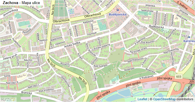 Zachova - mapa ulice