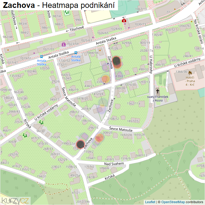 Mapa Zachova - Firmy v ulici.