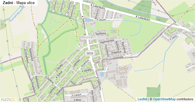 Zadní - mapa ulice