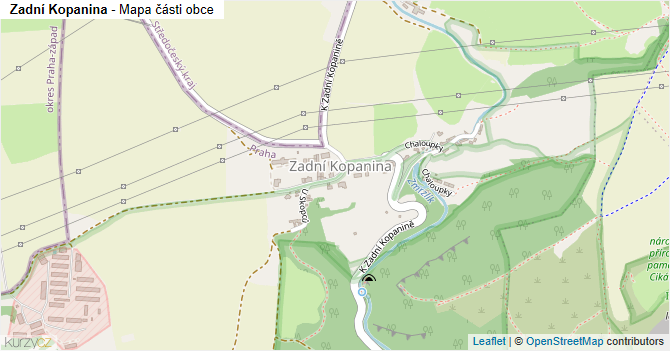 Zadní Kopanina - mapa části obce