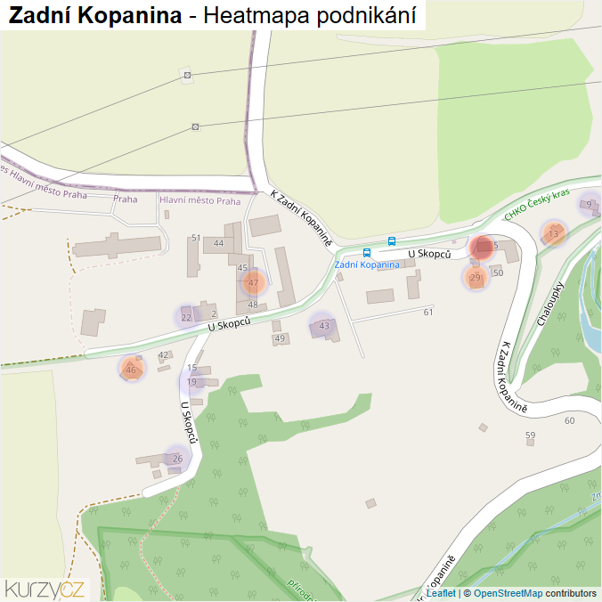 Mapa Zadní Kopanina - Firmy v části obce.