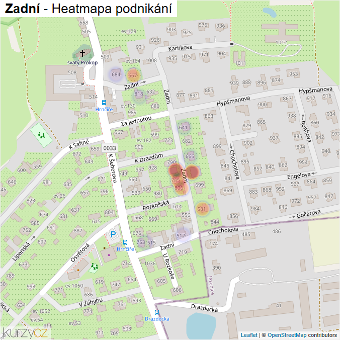 Mapa Zadní - Firmy v ulici.