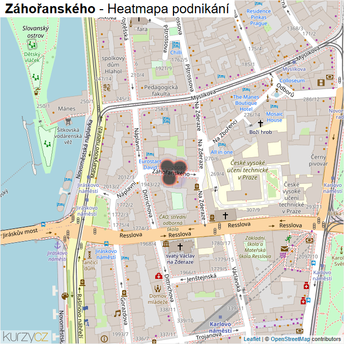 Mapa Záhořanského - Firmy v ulici.