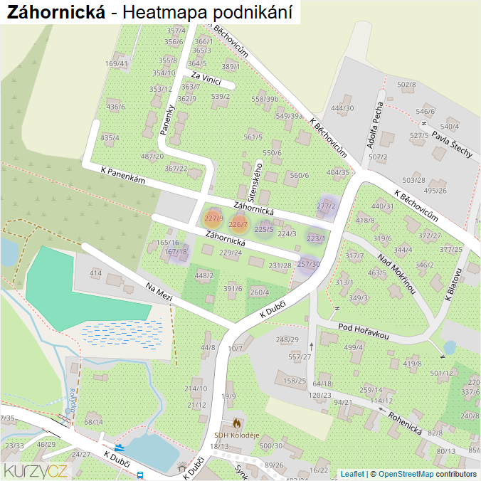 Mapa Záhornická - Firmy v ulici.