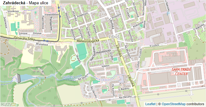 Zahrádecká - mapa ulice
