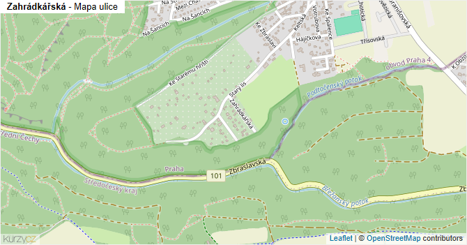 Zahrádkářská - mapa ulice