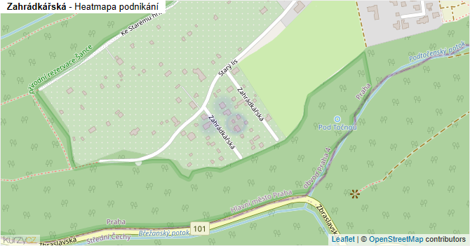 Zahrádkářská - mapa podnikání