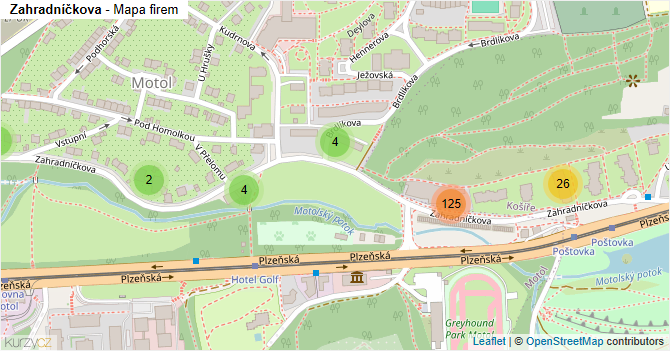 Zahradníčkova - mapa firem