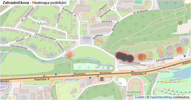 Zahradníčkova - mapa podnikání