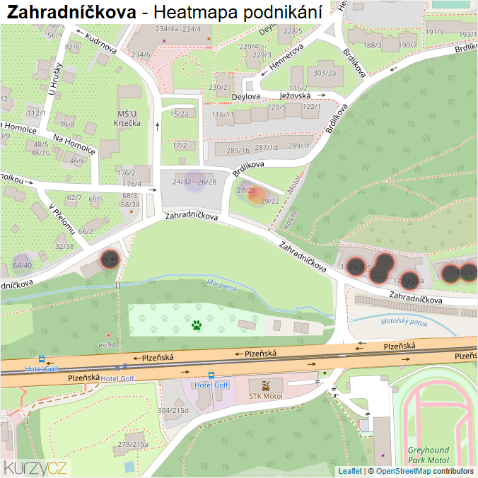 Mapa Zahradníčkova - Firmy v ulici.