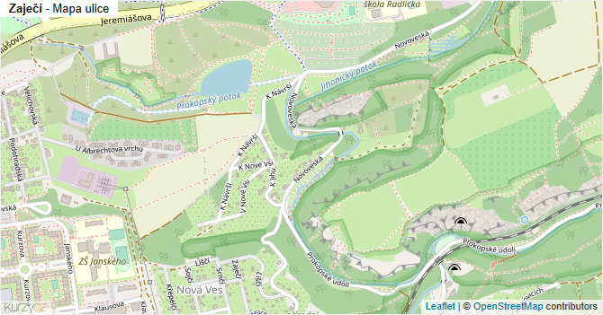 Zaječí - mapa ulice