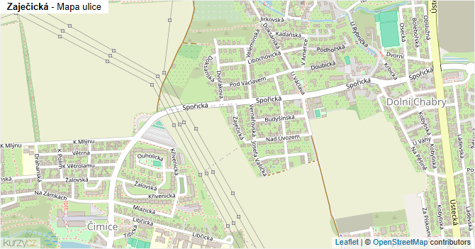 Zaječická - mapa ulice