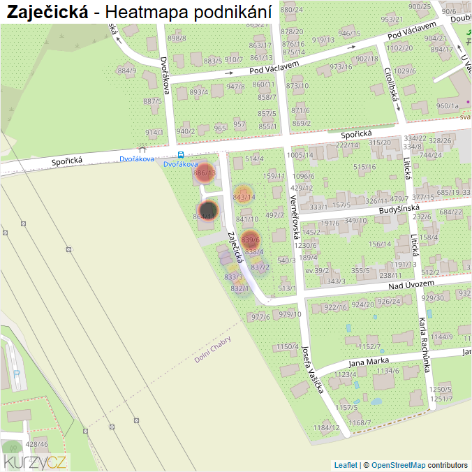 Mapa Zaječická - Firmy v ulici.
