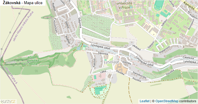 Žákovská - mapa ulice