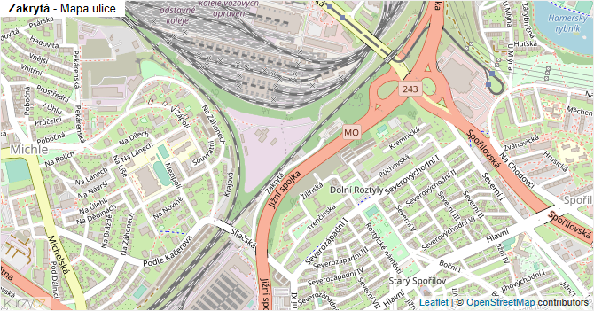 Zakrytá - mapa ulice