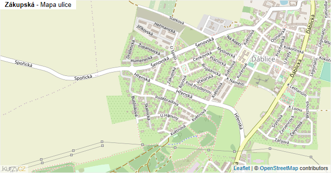 Zákupská - mapa ulice
